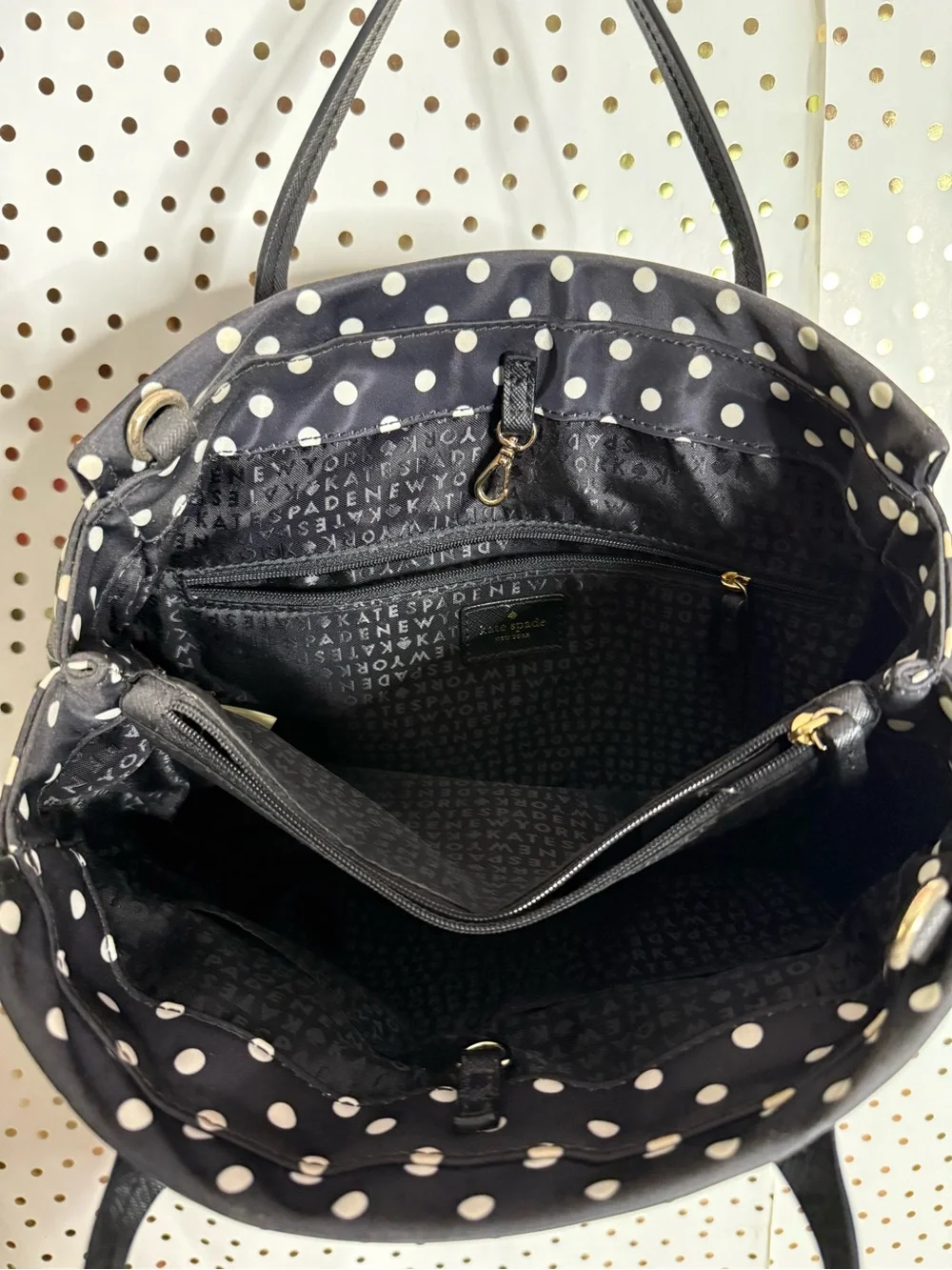 Kate Spade Black Polka Dot Tote Bag